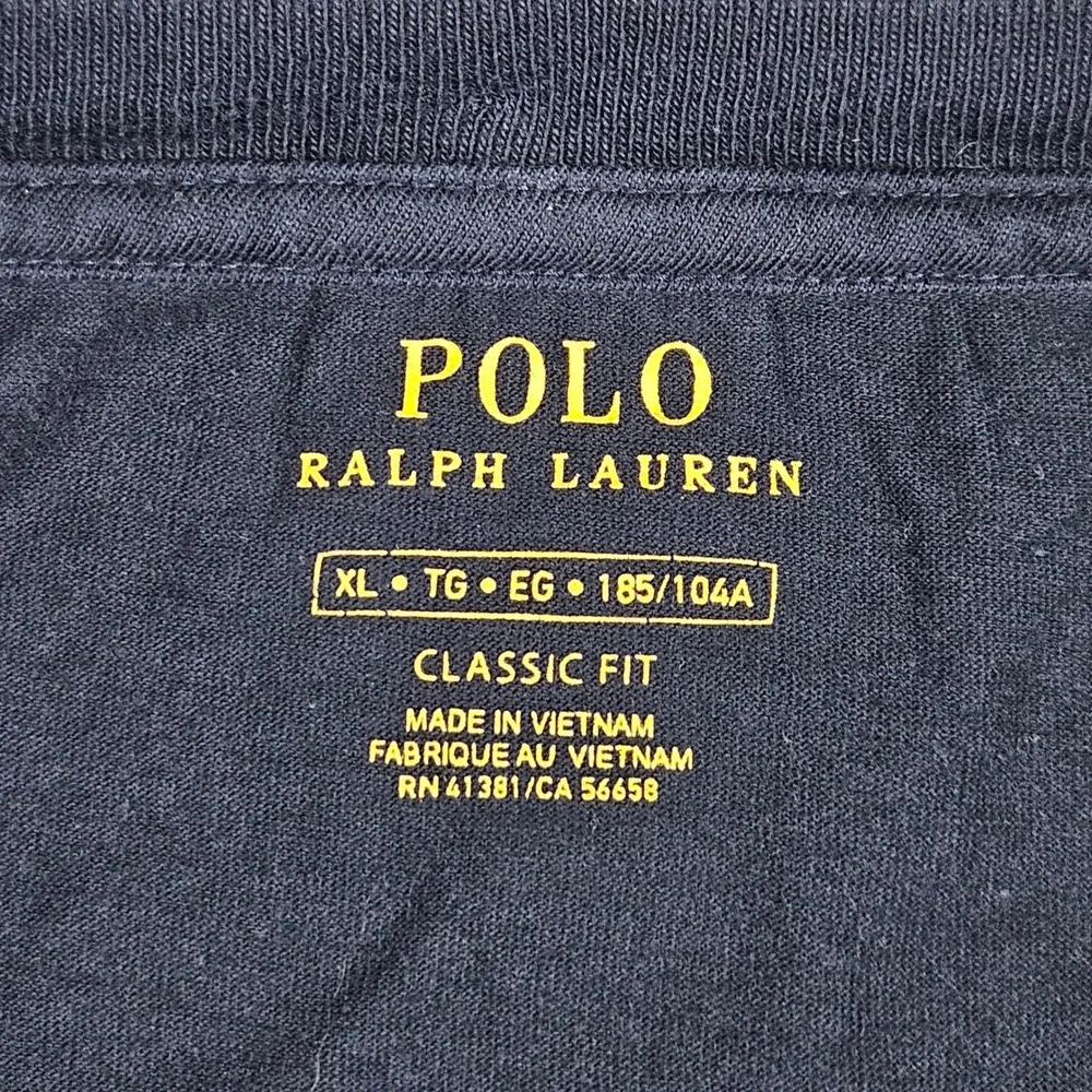 Polo Ralph Lauren T-Shirt Mens XL Navy Blue USA Flag Patch Embroidery Classic